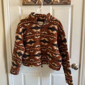 American Eagle Aztec Patterned Fleece Sweater Parka
